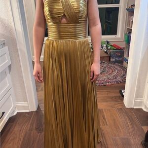 Elegant Gold Pleated Gown